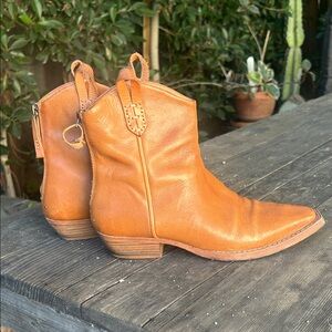 Free People Brown Leather Ankle Boots - hardly worn
